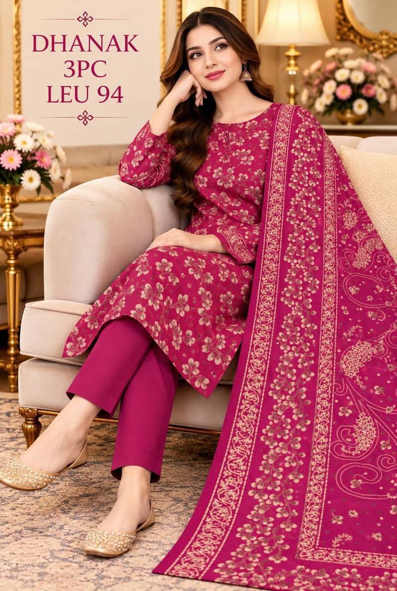 DHANAK PRINTED HIT CODE UNSTICHED 3pc* 12