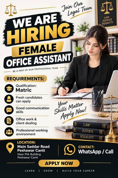 Need Female Assistant Lawyer Office