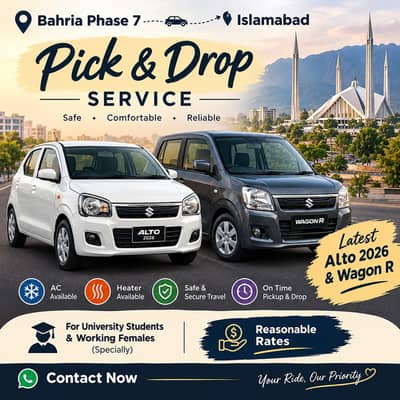  Reliable Pick & Drop Service – Bahria Town Phase 7 to Islamabad