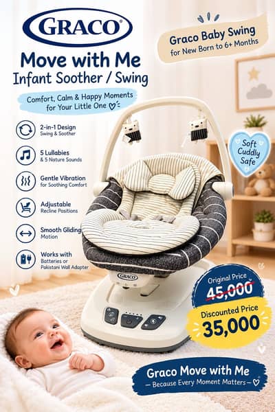Original Graco Move with Me 2-in-1 Baby Swing | Kids Swing| Baby Swing
