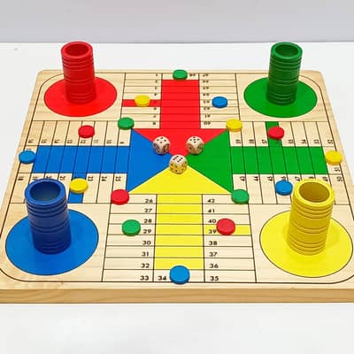 Cayro Solid Wood Reversible Ludo & Game of the Goose Board Game Set