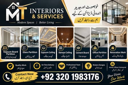 Gypsum board partition/gypsum ceiling/renovation work/glass partition
