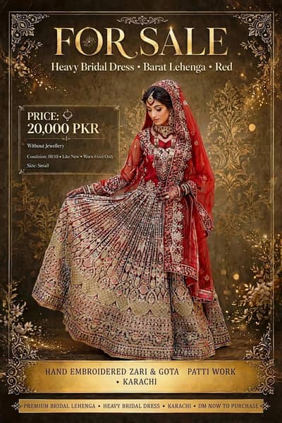 Heavy Bridal Barat Lehenga - Size Small - 10/10 Like New