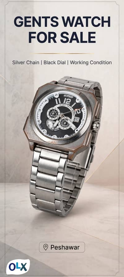Stylish man silver watch