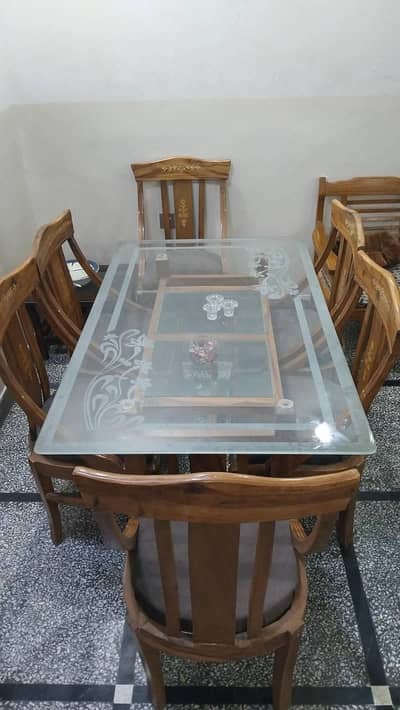 Dining table for sale - 6 seater dining - Glass top dining for sale