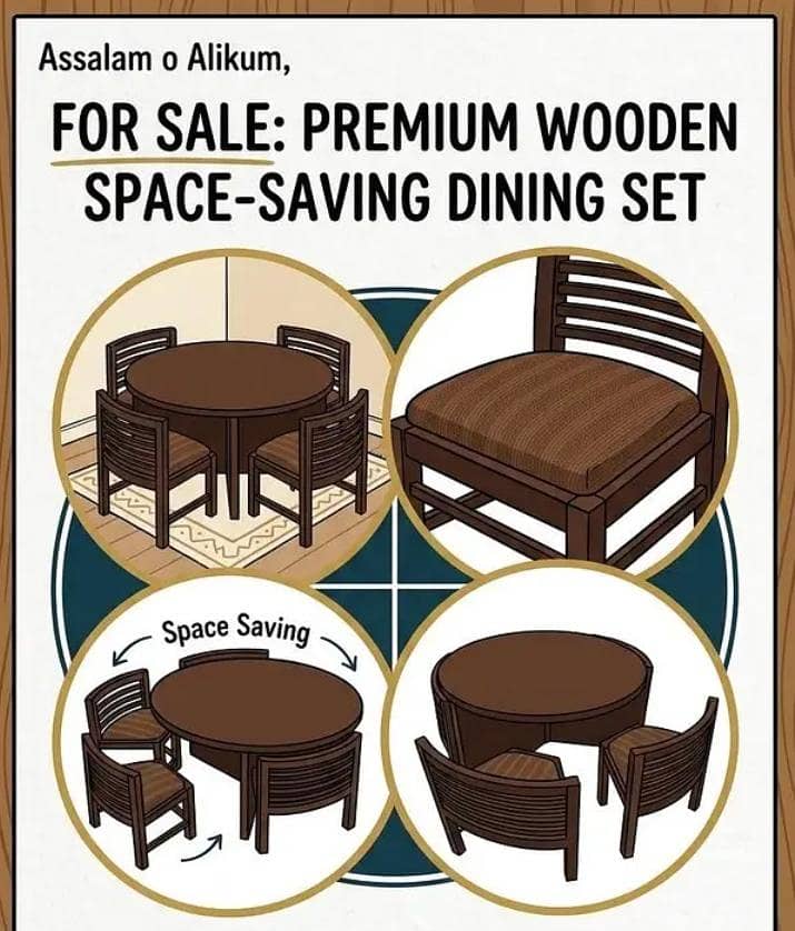 Dining Table - 6 Seater Space saving 1