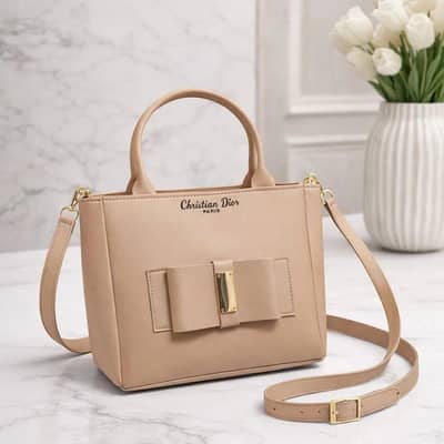 beige Bow premium quality Handbag For women's