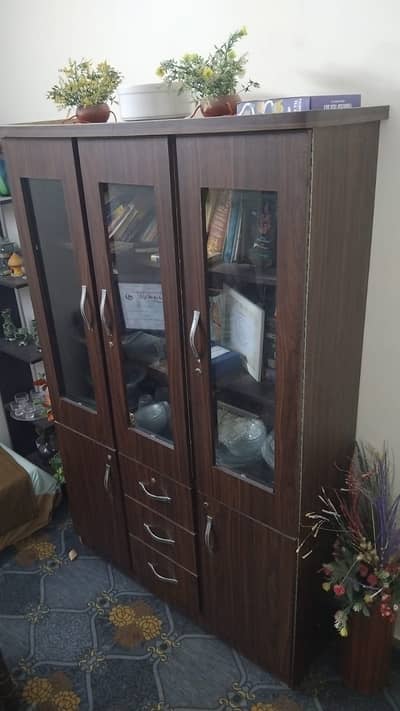 Showcase - Wooden showcase with drawers - wardrobe - showcase almari