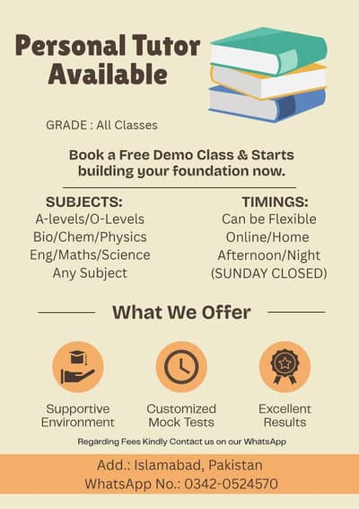 Online & Home Tuition Available - All Classes(O/A Level, Matric, Fsc)