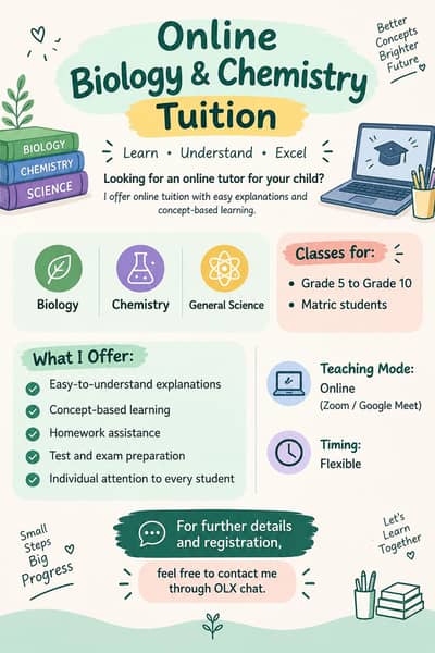 online teacher for biology & chemistry