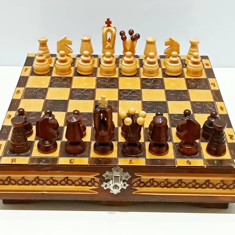 Vintage Polish Senator Handcrafted Wooden Chess & Checkers Set - Indoor ...