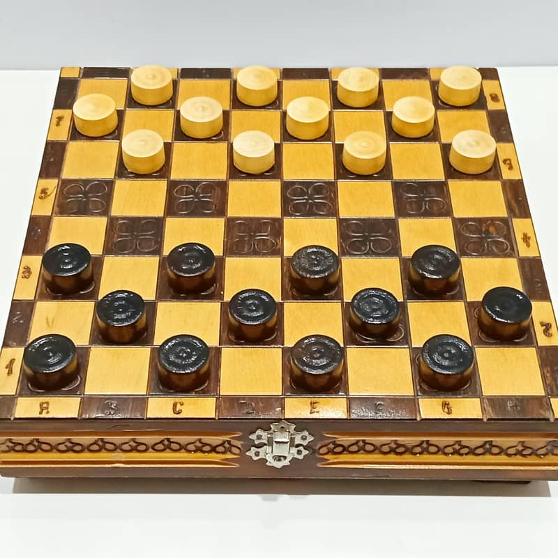 Vintage Polish Senator Handcrafted Wooden Chess & Checkers Set - Indoor ...