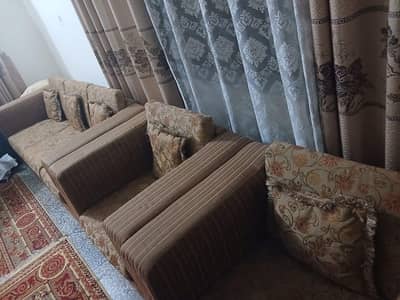 5-Seater Sofa Set (3+1+1) – Heavy Solid Wood Frame