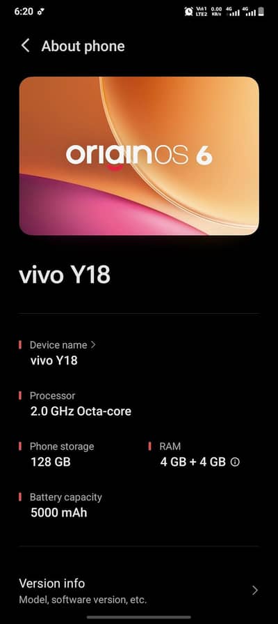 Vivo Y18 128GB | 4GB RAM + 4GB Extended | 5000mAh Battery