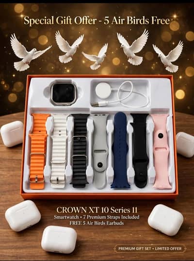 SMART WATCH 11 ULTRA WITH 7 STIPS BUNDLE + METAL STRIP FREE + 5airbird