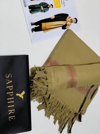 Men Wool Shawl Light Brown 2.5 Gaz Winter Warm