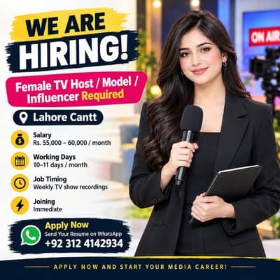 Female TV Host, Model, Influencer Required for Hosting a TV Show