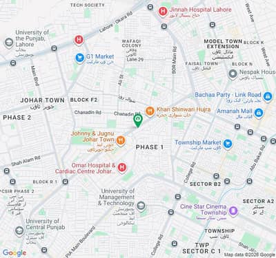 1 Kanal plot for rent in johar town phase 1 near Hockey stadium near shadiwal chowk