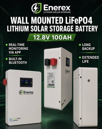 Enerex 12.8V 100Ah LiFePO4 Wall Mounted Lithium Battery
