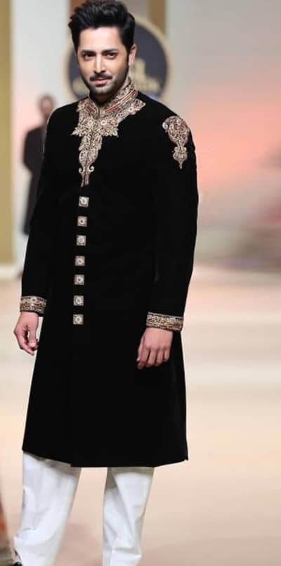 Royal Black Velvet Sherwani