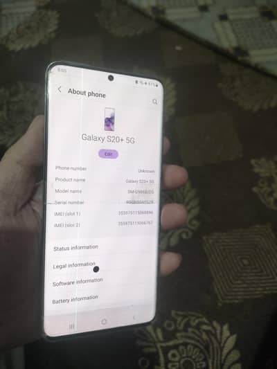 Samsung Mobile S20 Plus 5G non pta