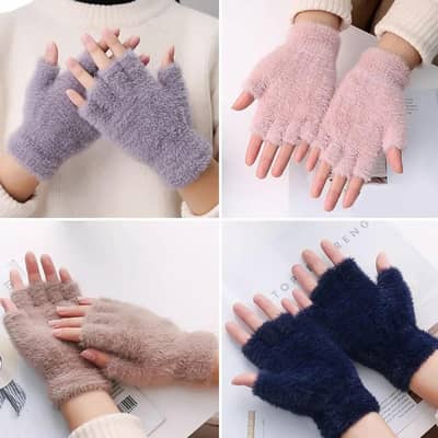 Plush Fingerless Gloves - 4 Colors - Rs. 750 Free Delivery All Pakistan