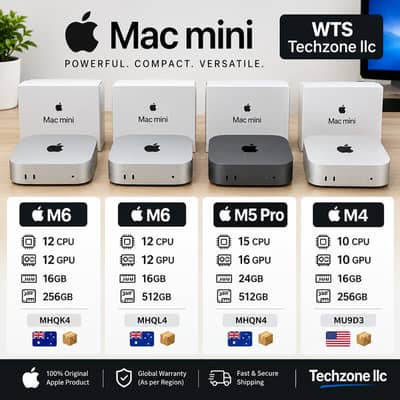 Apple Mac Mini M6 M5 Pro chip (2026) M4 & M4 Pro 16GB 24GB 256GB 512GB