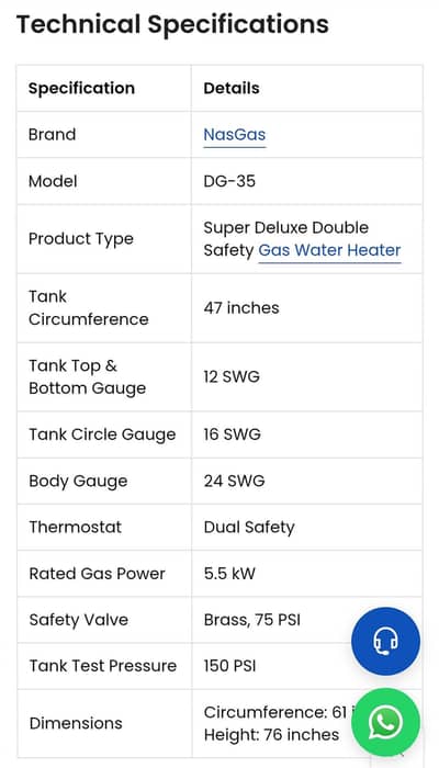 Super Delux Double safety Gas Water Heater