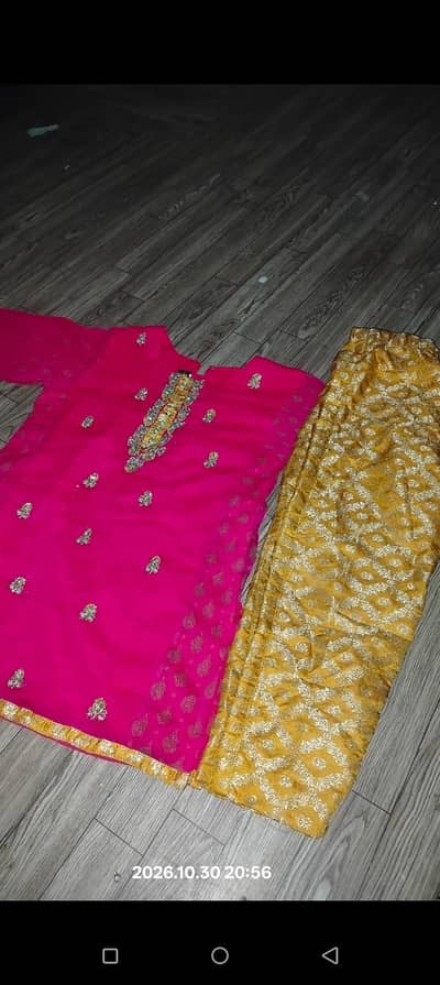 girls 'Chiffon Kameez with Banarsi Trouser 6_7 Years