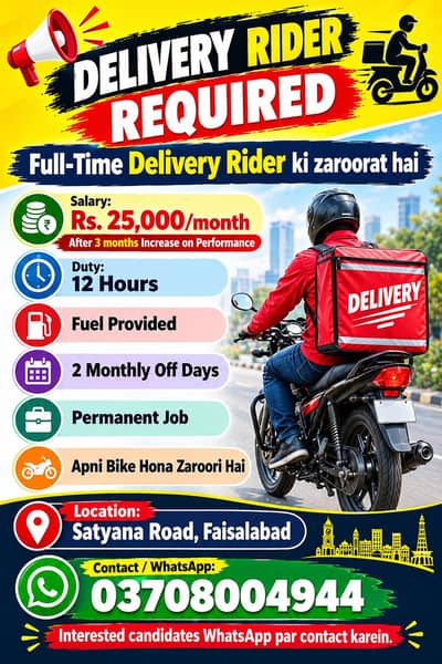 Urgent Hiring Delivery Riders