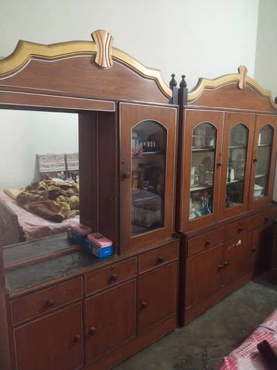 Wooden Dressing Table with mirror And Wooden Showcase