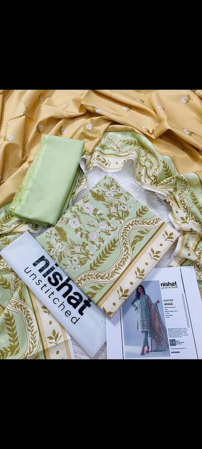 Ladies Linen Embroidered Suit 3PC - Medium Size