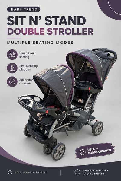 Baby Trend Sit N' Stand Double Stroller – Multiple Seating Modes
