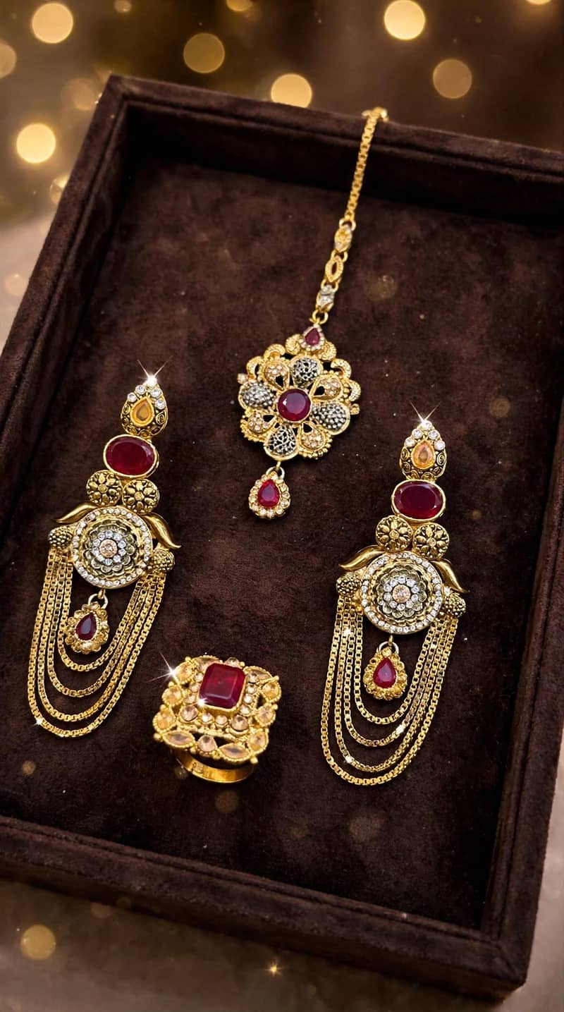 Earings with bindi  and ring 0