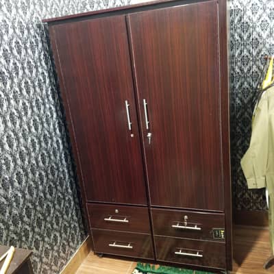 2-Door Wooden Wardrobe / Almirah with 4 Drawers