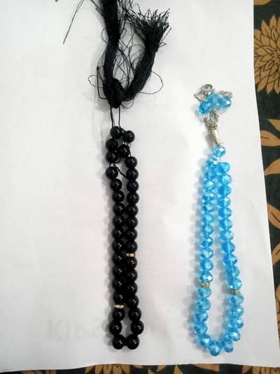 Crystal Prayer Beads Set of 2 - Blue & Black - 33 Beads