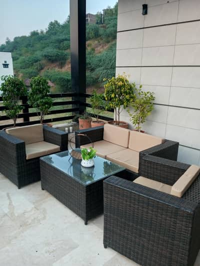 4 Seater Rattan Sofa Set with with Center Table having 5 mm glass