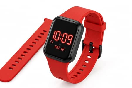 Kids LED Digital Watch Red Rubber Strap - Touch Watch For Boys Girls