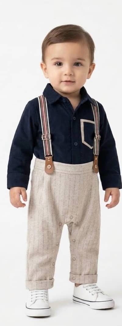 Little Gentleman Navy Suspender Set