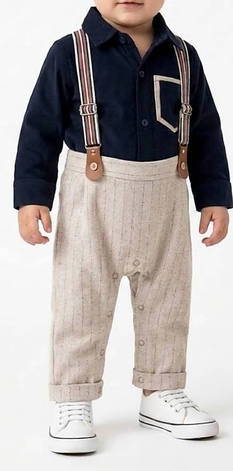 Little Gentleman Navy Suspender Set - Kids Clothes - 1121055074