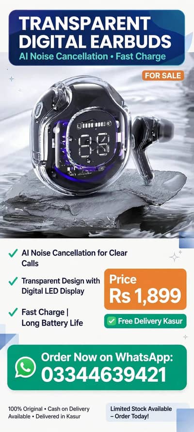 transparent digital earbuds AI Noise New box pack