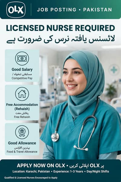Licensed Female Nurse Required - Good Salary + Free Accommodation