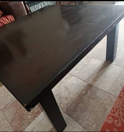Solid Dark Brown Wooden Table - 3x4 Feet (Good Condition)