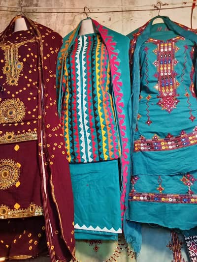 muka work Balochi embroidery applic work shall kammez shalwar