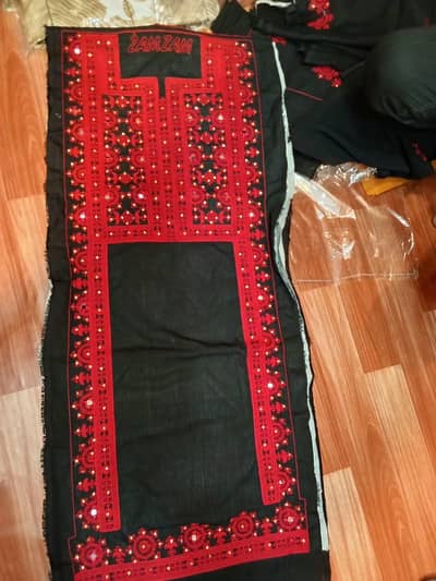 chiffon cotton muka work Balochi embroidery applic