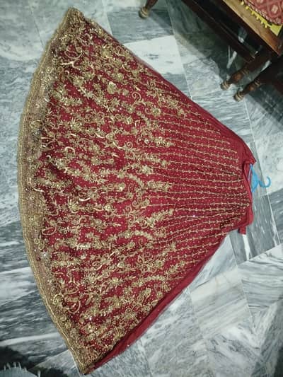 red Maroon Heavy Bridal Lehnga  Tilla & Kora Work  Excellent Condition