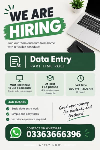 Hiring for part time role office based work must know computer use