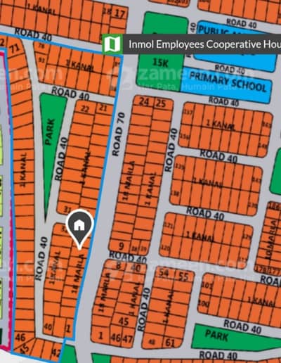1 Kanal 8 A Residential Plot 70 FT Road For Sale In Inmool Society Near DHA 9 PRISM