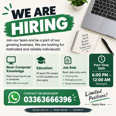 Hiring for part time role office based work must know computer use