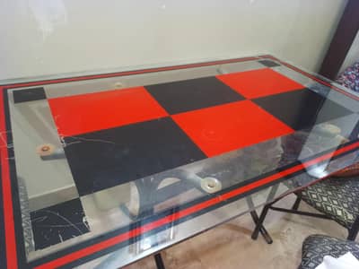 Dining table for 3 can add more chairs. . .